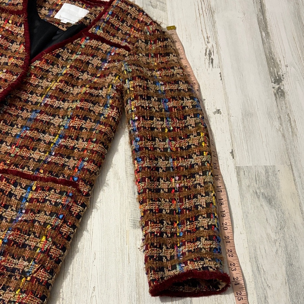 Anthropologie Ett:twa Harlequin Longline Tweed Blazer Size Small Wool Blend - Picture 13 of 13